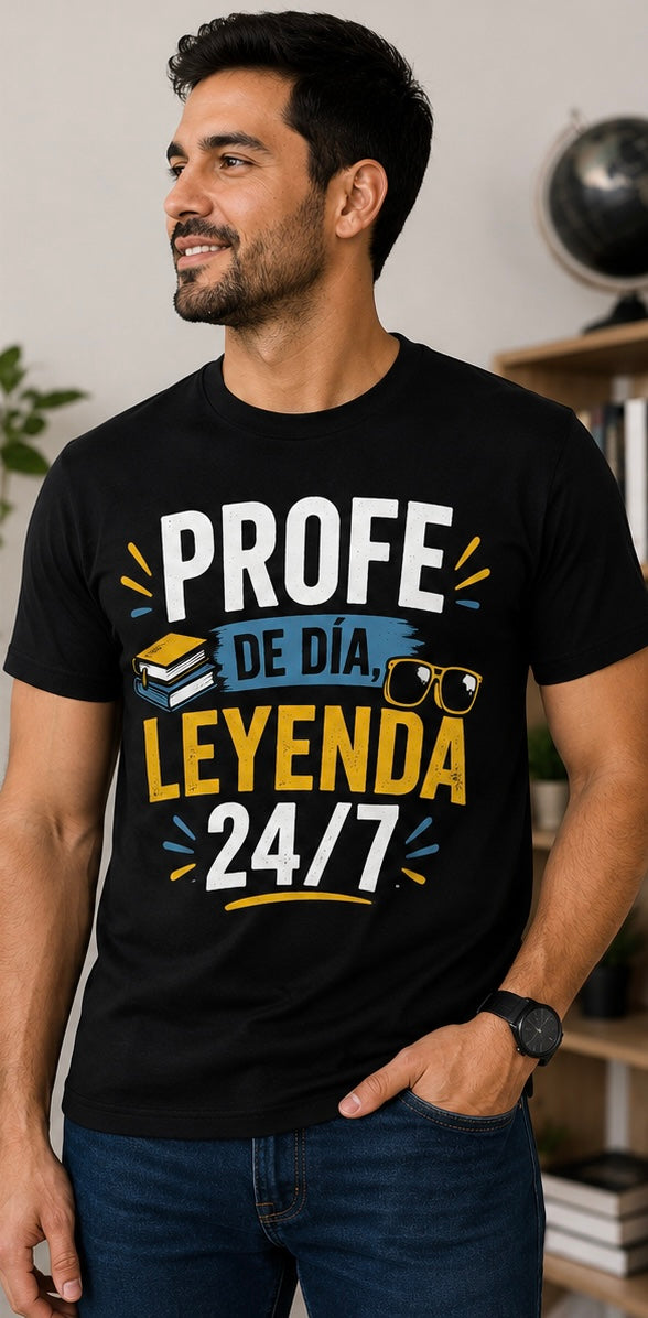 Camisa Maestro – Profe de Día, Leyenda 24/7