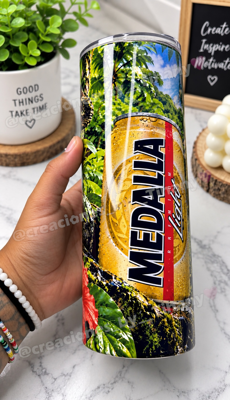 Vaso 20 oz Medalla Light – Diseño Tropical
