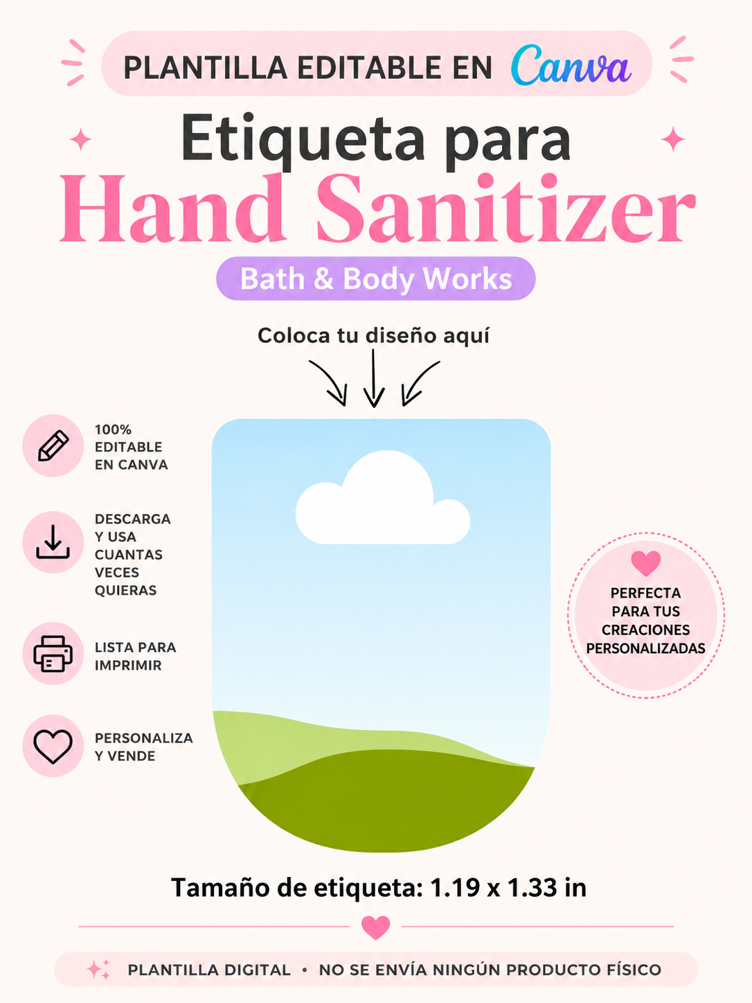 Plantilla Editable para Etiqueta de Hand Sanitizer | Canva
